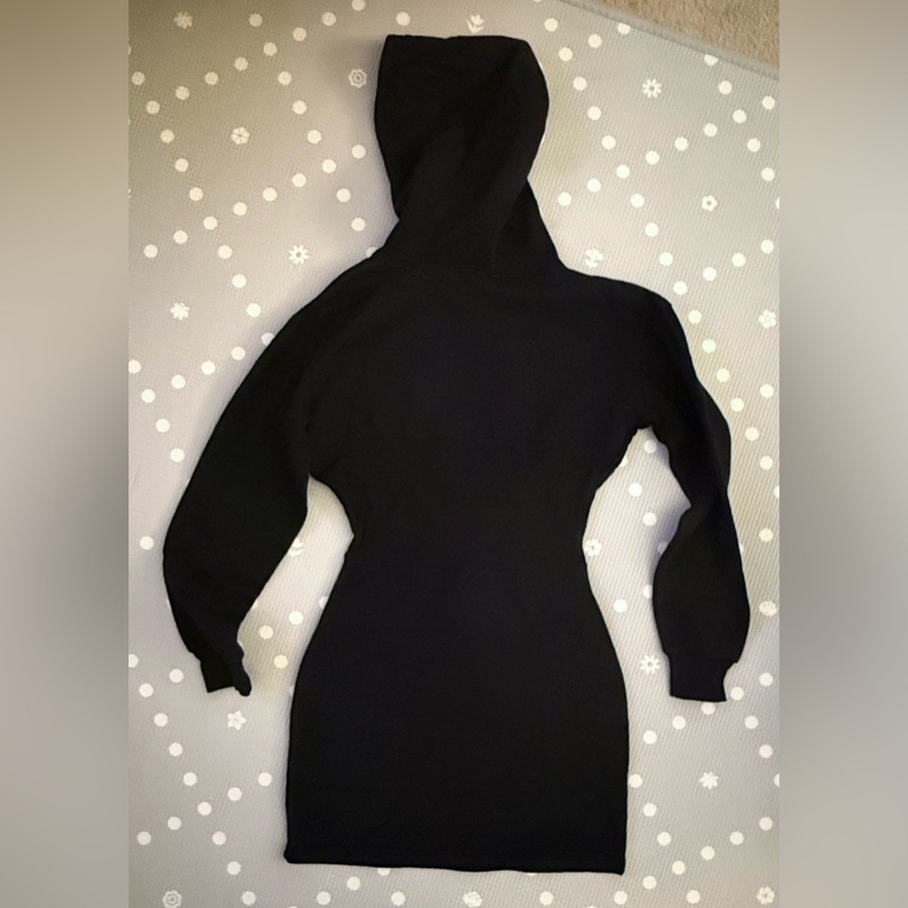 Missguided Hoodie Corset Jumper Dress Black - Size 4 - Picture 3 of 3